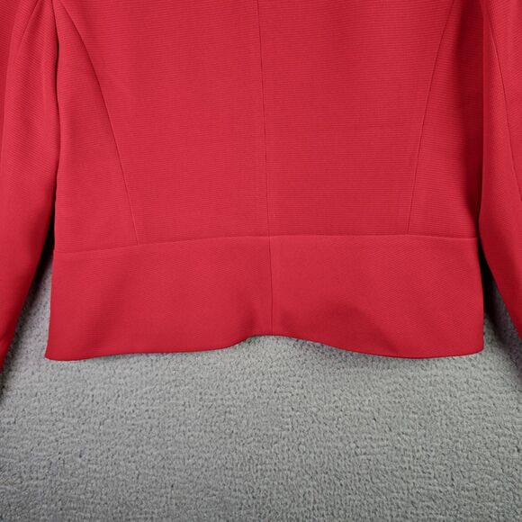 Anne Klein Blazer 10 Red Peplum Back Classic One Button Jacket Workwear Pockets - Picture 13 of 16